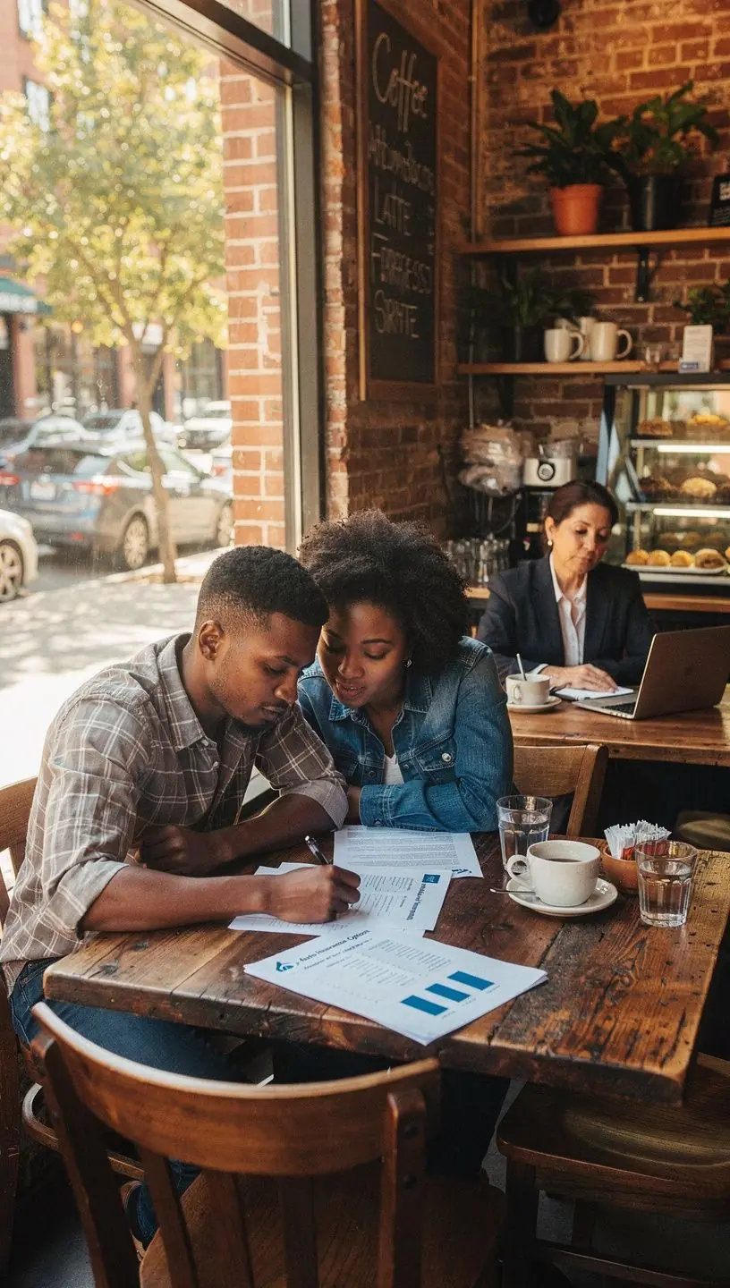 Uśmiechnięta rodzina przy samochodzie, ciesząca się z ochrony ubezpieczeniowej.