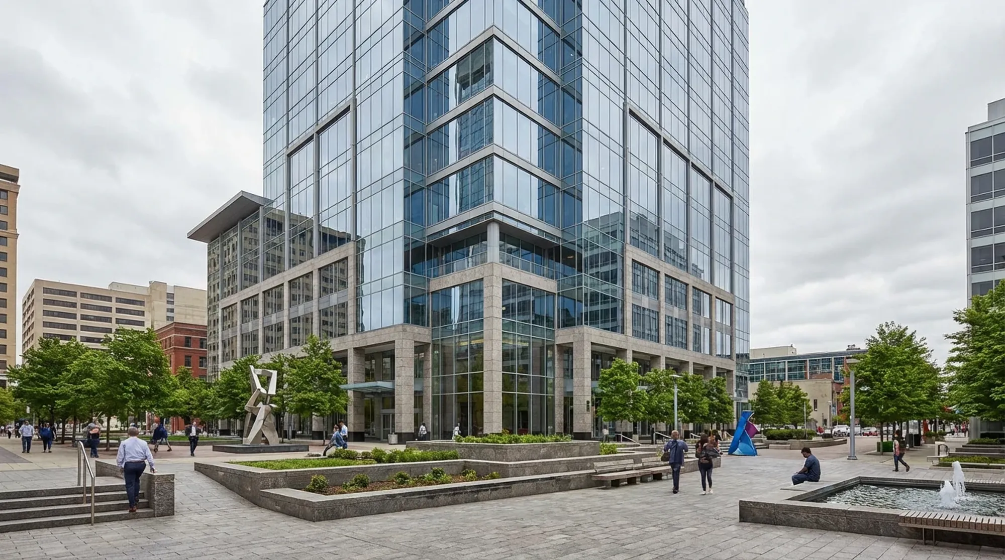 Widok zewnętrzny centrum biurowego przy 191 W Nationwide Blvd, Columbus, Ohio